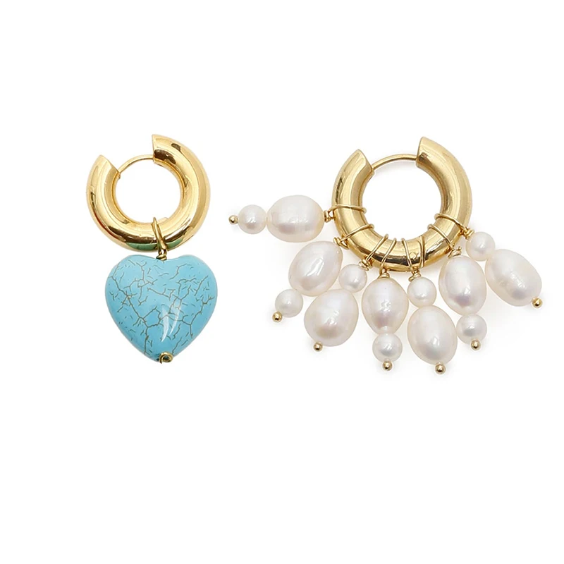 

Heart shaped natural stone сережки необычные luxury wedding earrings moda mujer 2020 Asymmetrical kpop аксессуары